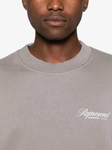 Tricouri REPRESENT Grey Crewneck T-Shirt With Logo Lettering On The Front And Maxi Logo Print On The Rear In Cotton Man GREY Barbati (BM 19027131) 5