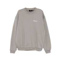 Tricouri Grey Crewneck T-Shirt With Logo Lettering On The Front And Maxi Logo Print On The Rear In Cotton Man Barbati