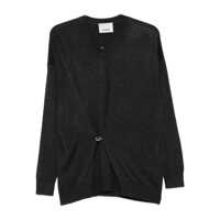 Pulovere Grey V-Neck Sweater With Ring Detail At The Waist In Fabric Woman Femei