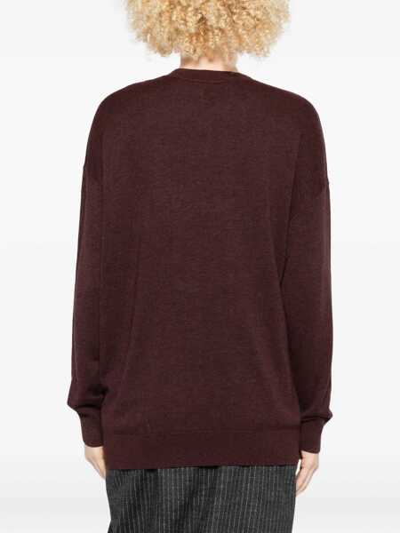 Pulovere Isabel Marant Bordeaux V-Neck Sweater With Ring Detail At The Waist In Fabric Woman Red Femei (BM 19027233) 4
