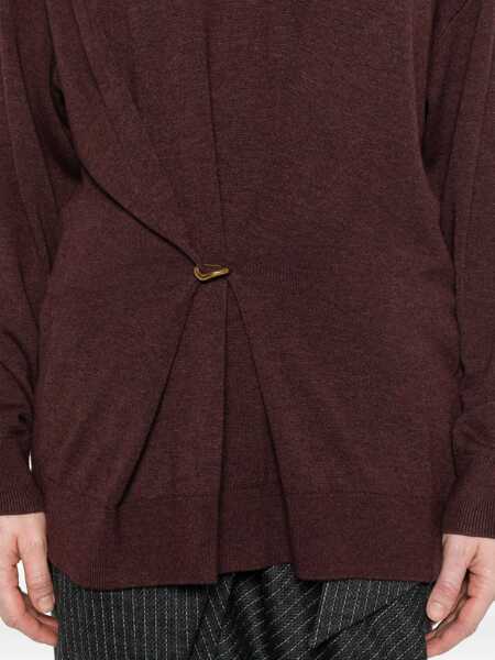 Pulovere Isabel Marant Bordeaux V-Neck Sweater With Ring Detail At The Waist In Fabric Woman Red Femei (BM 19027233) 5