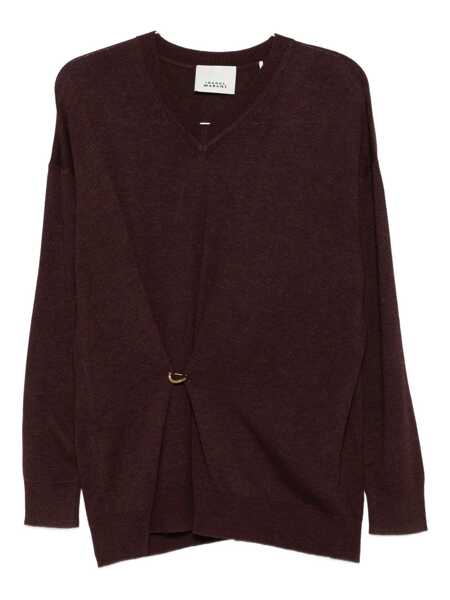 Pulovere Isabel Marant Bordeaux V-Neck Sweater With Ring Detail At The Waist In Fabric Woman Red Femei (BM 19027233) 1