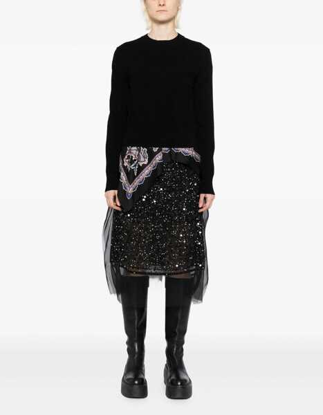 Fuste Sacai Sequin Embroidery Skirt BLACK Femei (BM 19028092) 2