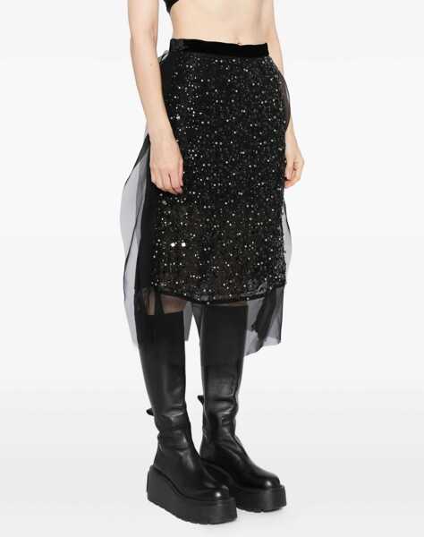 Fuste Sacai Sequin Embroidery Skirt BLACK Femei (BM 19028092) 3
