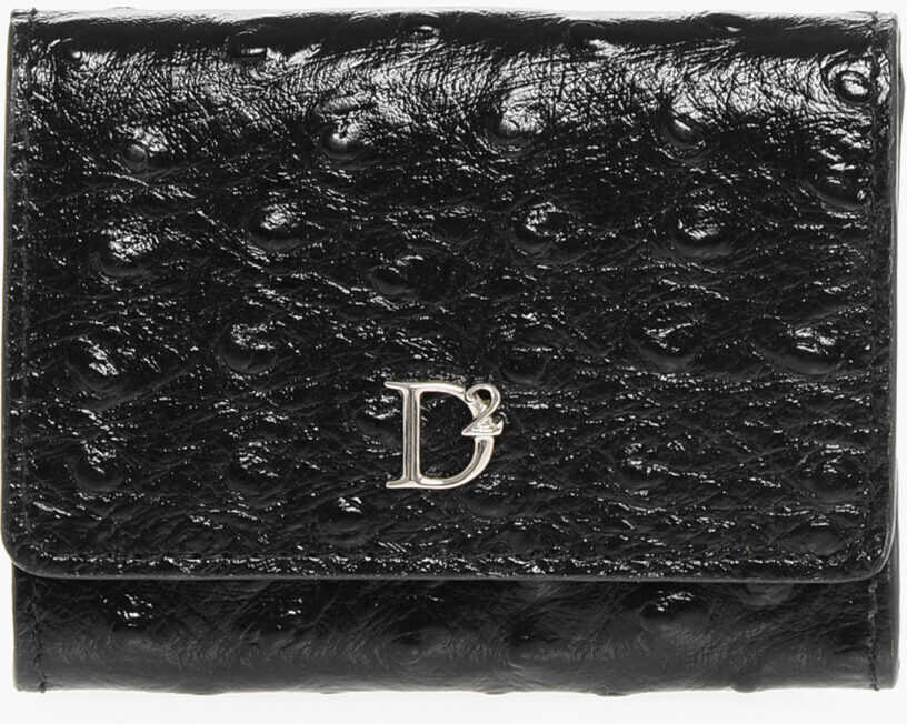 Portofele DSQUARED2 Craquel Leather Wallet With Applicated Logo Black Femei (BM 19028527) 1