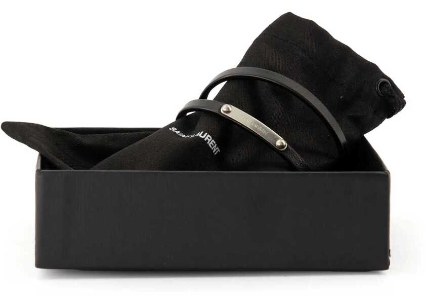 Bratari Saint Laurent Logo Plaque Bracelet BLACK Barbati (BM 19028593) 3