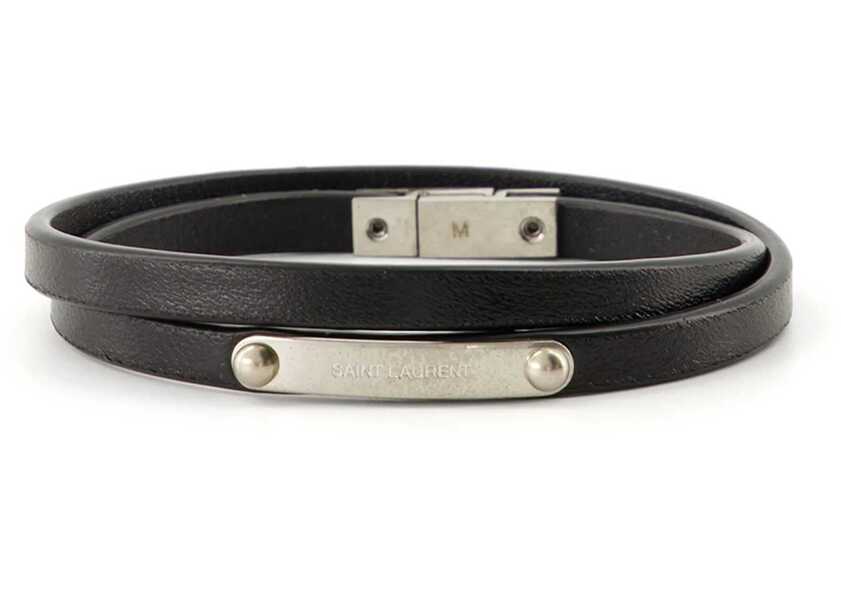 Bratari Saint Laurent Logo Plaque Bracelet BLACK Barbati (BM 19028593) 1