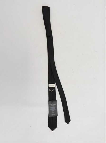 Cravate Saint Laurent Monogram Thin Jacquard Tie BLACK Barbati (BM 19028656) 2