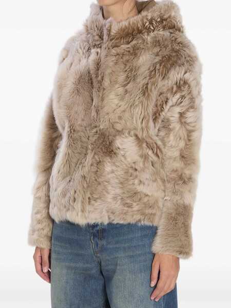 Bomber jacket YVES SALOMON Lamb Fur Jacket CREAM Femei (BM 19028755) 2