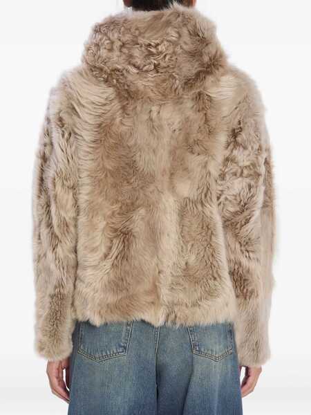 Bomber jacket YVES SALOMON Lamb Fur Jacket CREAM Femei (BM 19028755) 4