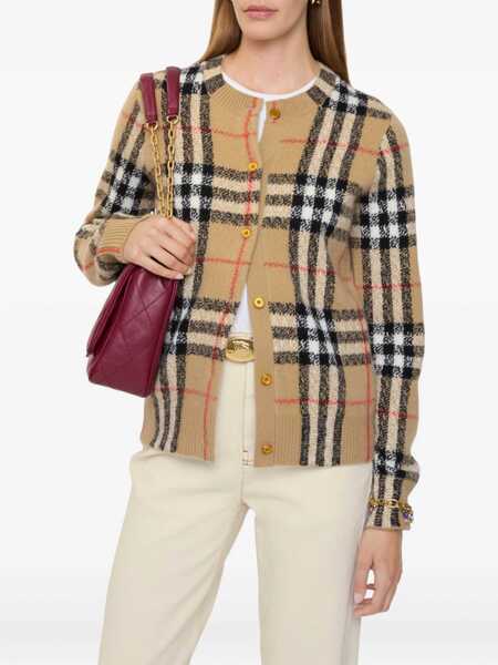 Cardigane Burberry Check Wool And Cashmere Cardigan BEIGE Femei (BM 19028776) 2