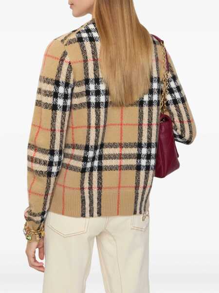 Cardigane Burberry Check Wool And Cashmere Cardigan BEIGE Femei (BM 19028776) 3