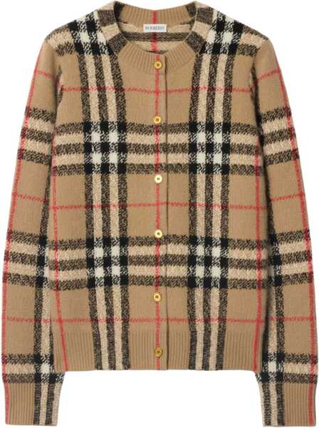 Cardigane Burberry Check Wool And Cashmere Cardigan BEIGE Femei (BM 19028776) 1