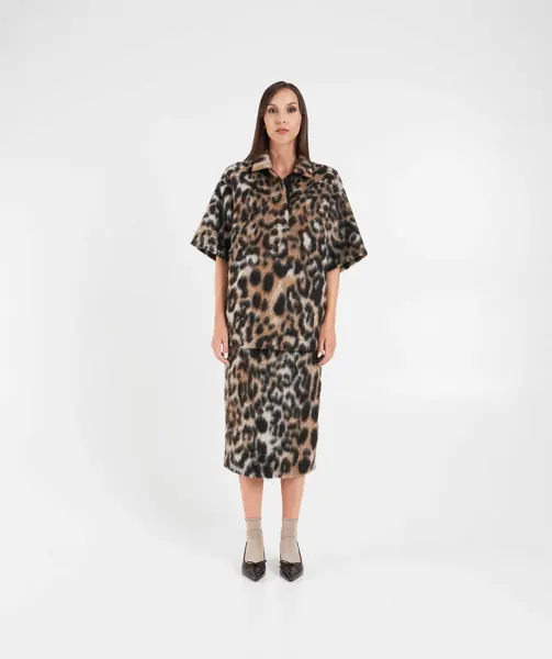 Fuste lungi N21 Midi skirt with animal print Brown Femei (BM 19028878) 3
