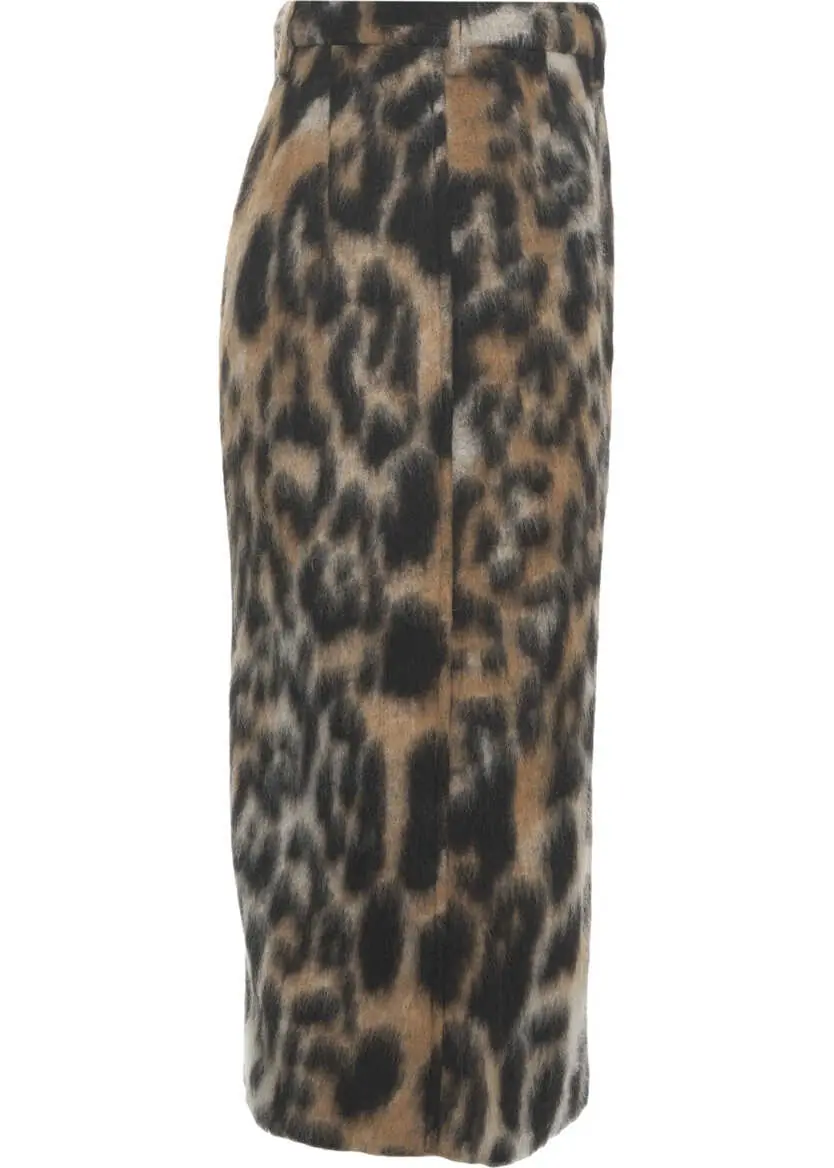 Fuste lungi N21 Midi skirt with animal print Brown Femei (BM 19028878) 4
