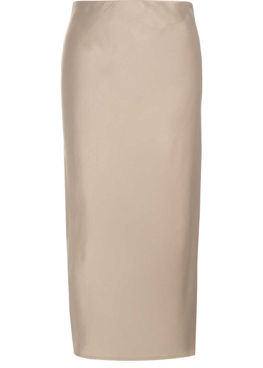 Fuste lungi Otto d ame Satin midi skirt Beige Femei (BM 19028908) 2