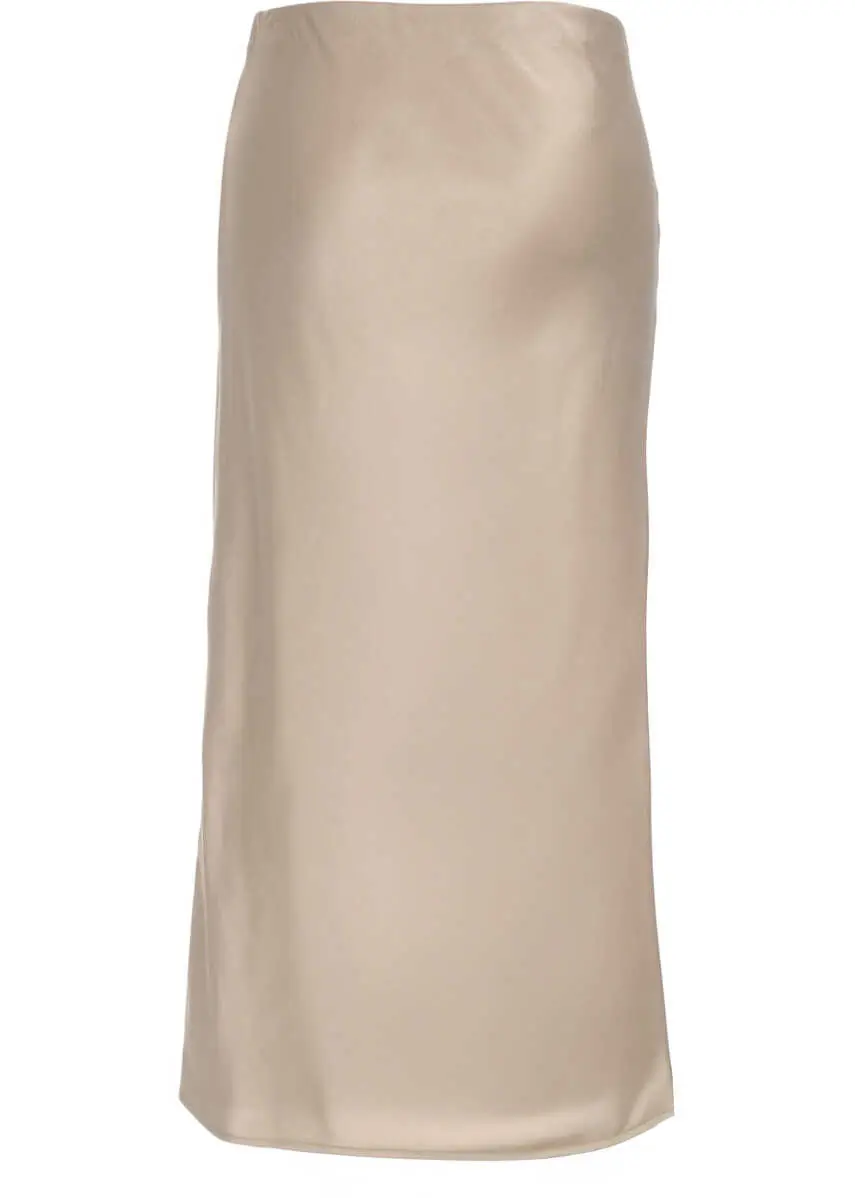 Fuste lungi Otto d ame Satin midi skirt Beige Femei (BM 19028908) 4