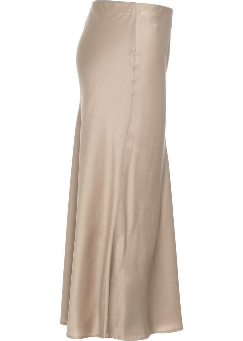 Fuste lungi Otto d ame Satin midi skirt Beige Femei (BM 19028908) 7