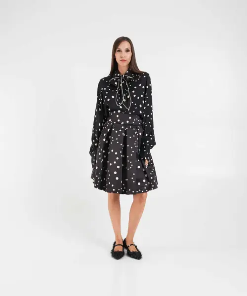 Fuste lungi 5 Progress Pleated skirt with polka dots Black Femei (BM 19028917) 3