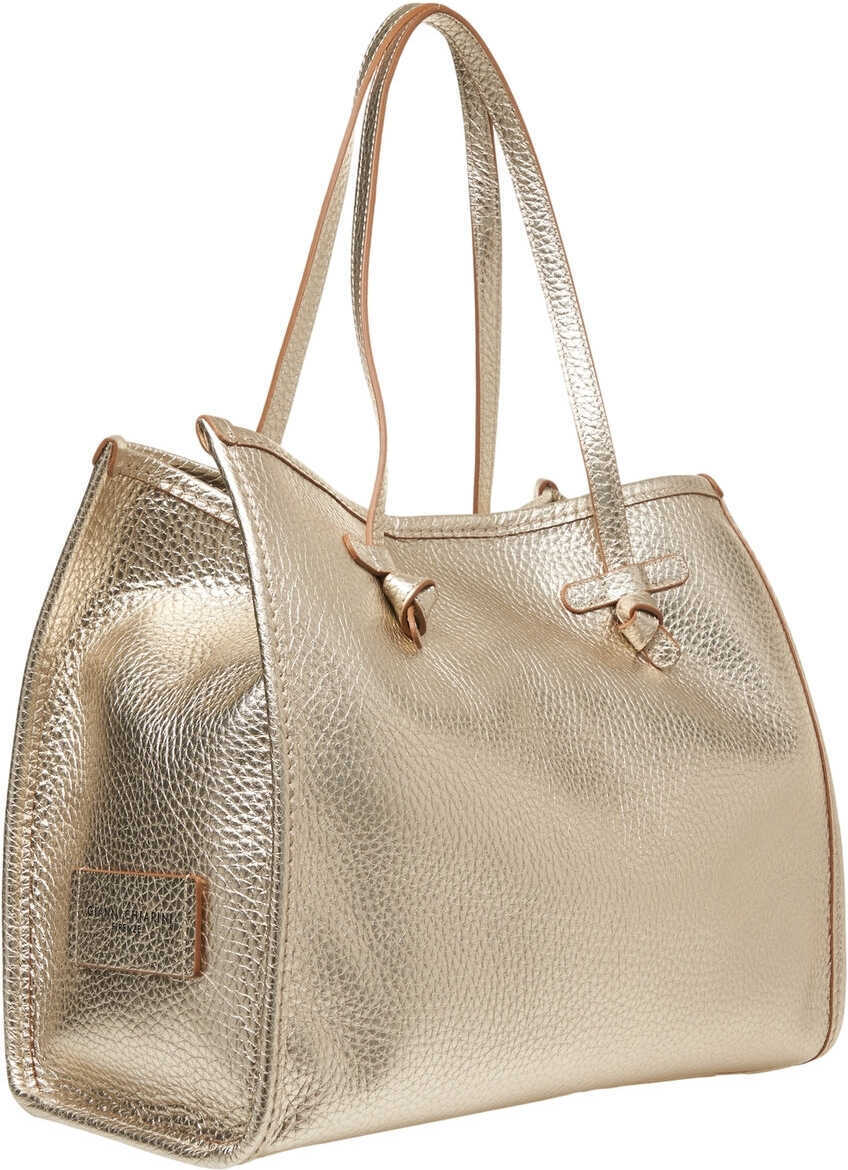 Genti de umar GIANNI CHIARINI Grained leather shopper Gold Femei (BM 19029043) 3