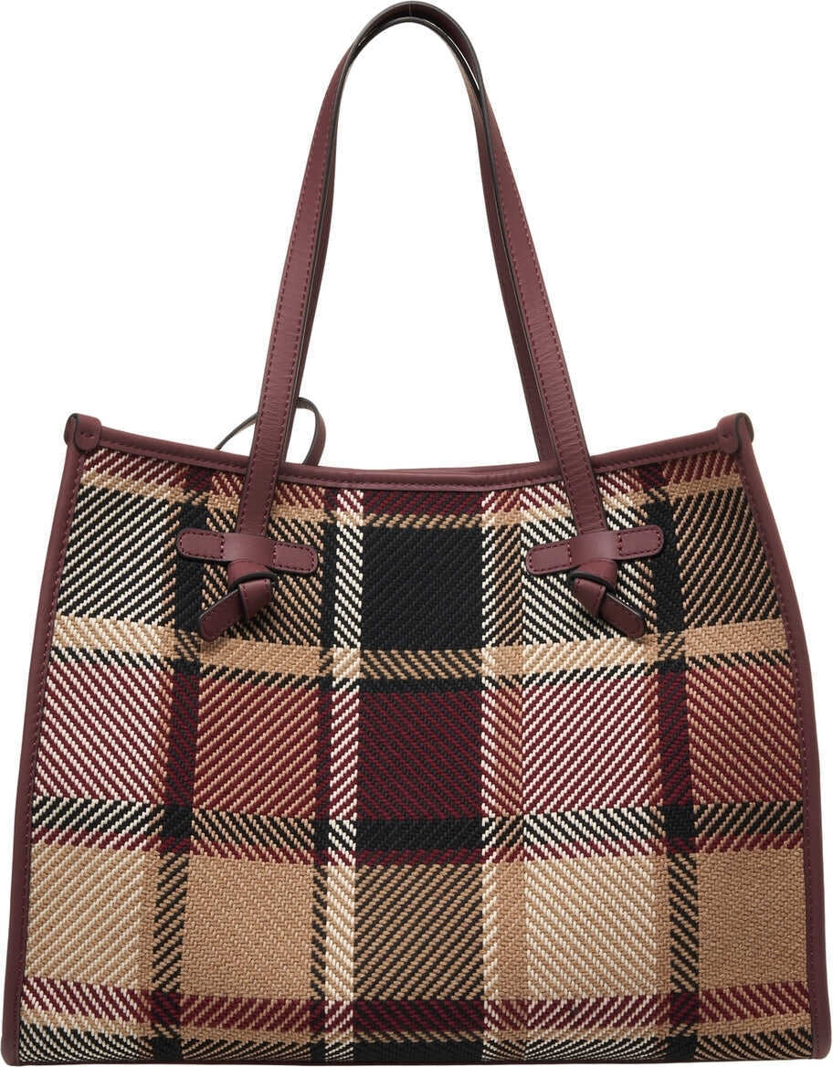 Genti de umar GIANNI CHIARINI Shopper with check pattern Purple Femei (BM 19029082) 4