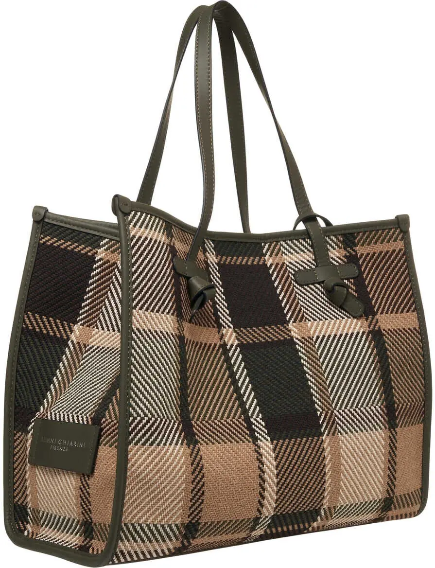 Genti de umar GIANNI CHIARINI Shopper with check pattern Green Femei (BM 19029082) 9