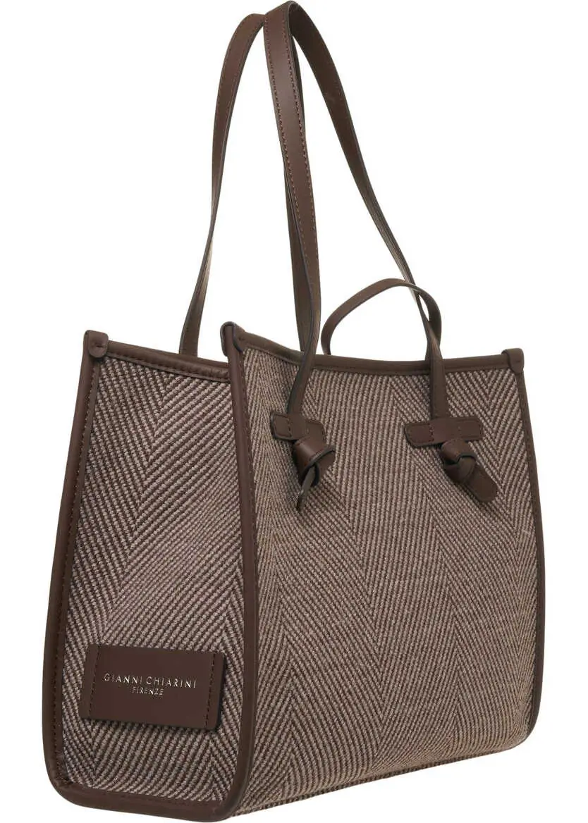 Genti de umar GIANNI CHIARINI Shopper with leather details Brown Femei (BM 19029091) 4