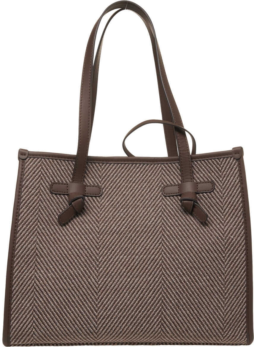 Genti de umar GIANNI CHIARINI Shopper with leather details Brown Femei (BM 19029091) 5