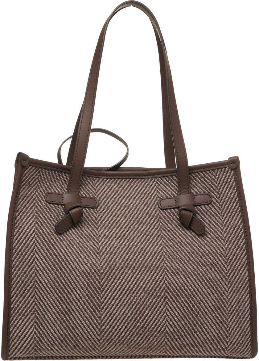 Genti de umar GIANNI CHIARINI Shopper with leather details Brown Femei (BM 19029091) 8