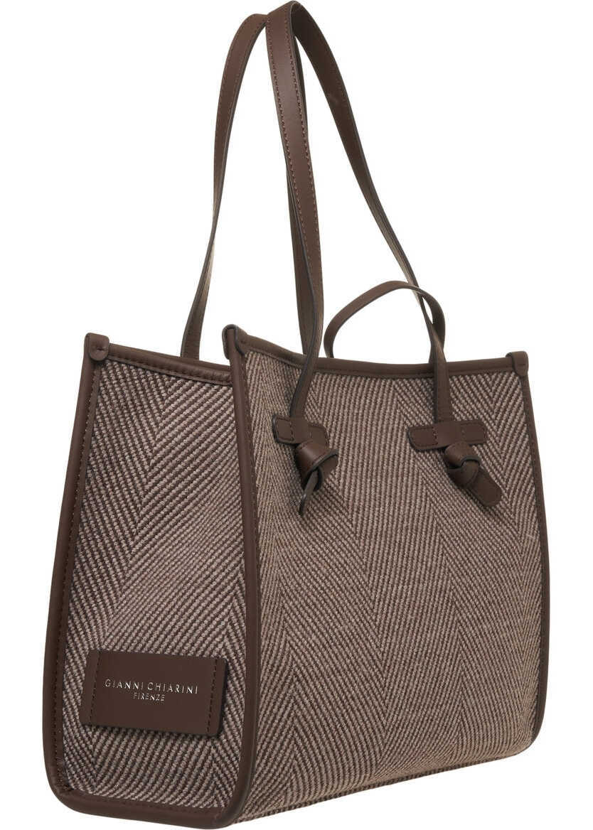 Genti de umar GIANNI CHIARINI Shopper with leather details Brown Femei (BM 19029091) 10
