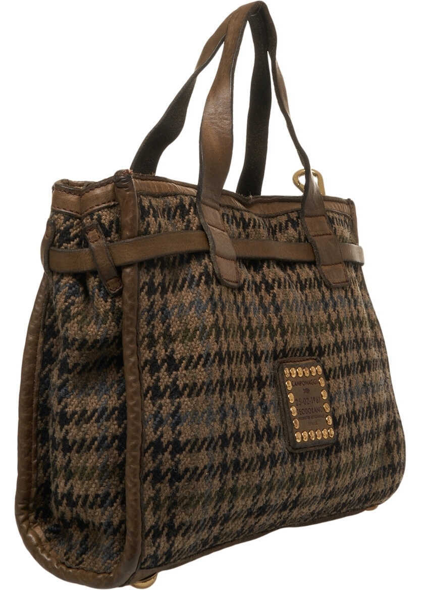 Genti de umar CAMPOMAGGI Shopper with houndstooth pattern Brown Femei (BM 19029112) 9
