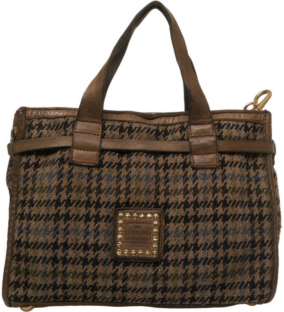 Genti de umar CAMPOMAGGI Shopper with houndstooth pattern Brown Femei (BM 19029112) 1