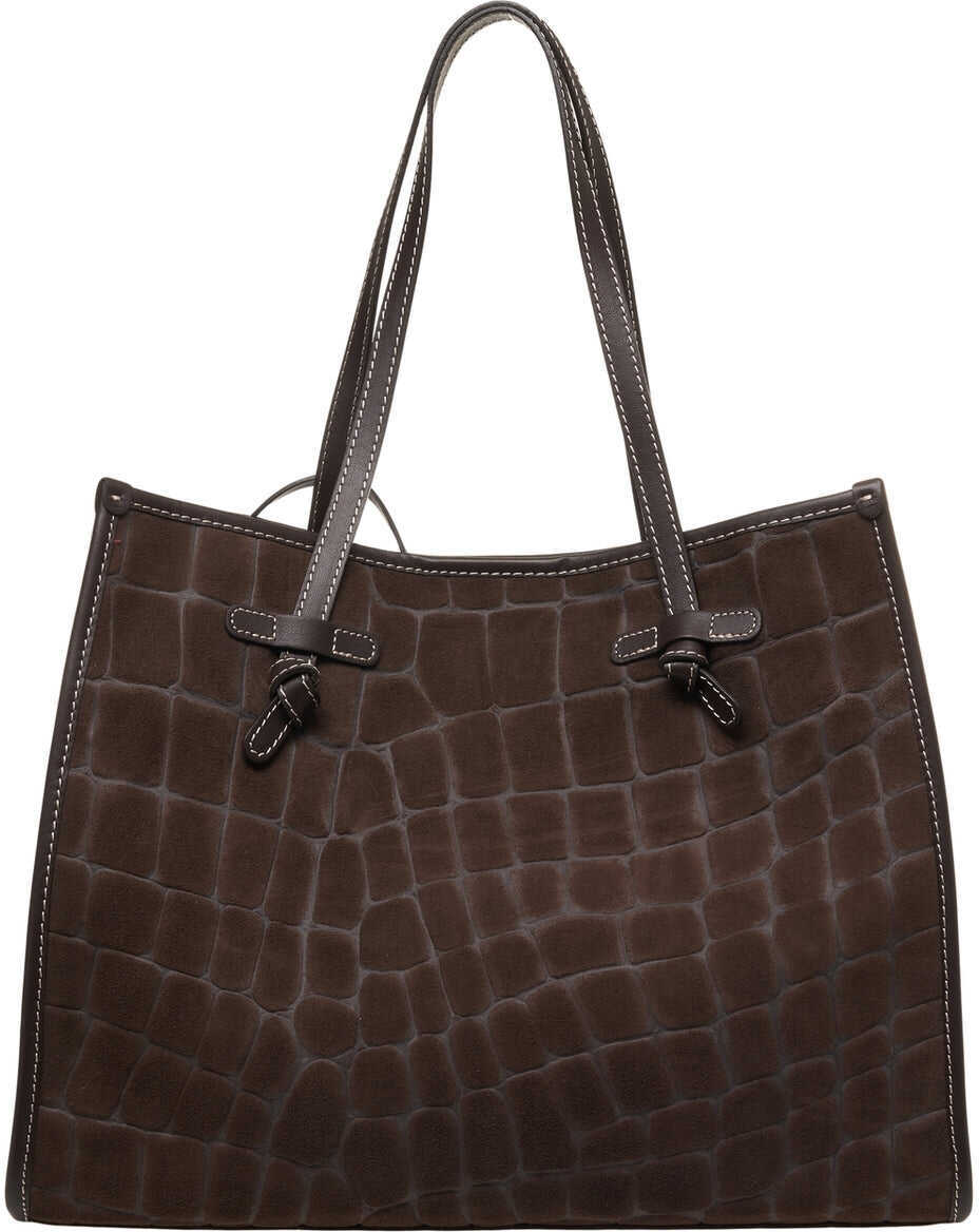 Genti de umar GIANNI CHIARINI Shopper in croco look Marcella Brown Femei (BM 19029118) 2