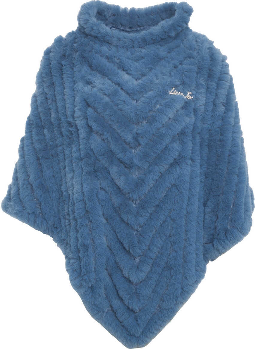 Poncho Liu Jo Faux fur cape Blue Femei (BM 19029250) 2
