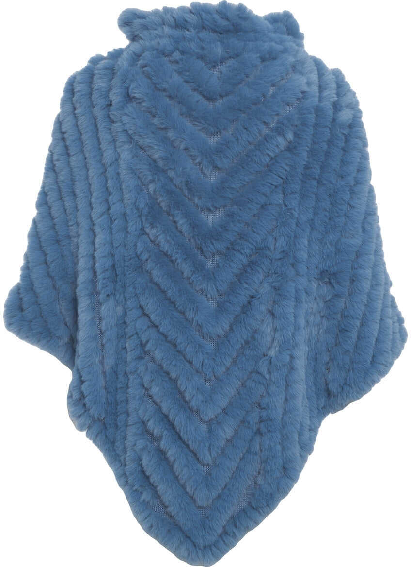 Poncho Liu Jo Faux fur cape Blue Femei (BM 19029250) 3