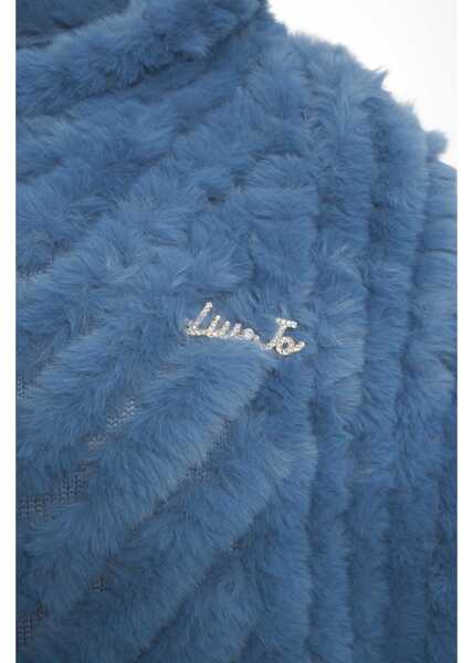Poncho Liu Jo Faux fur cape Blue Femei (BM 19029250) 5