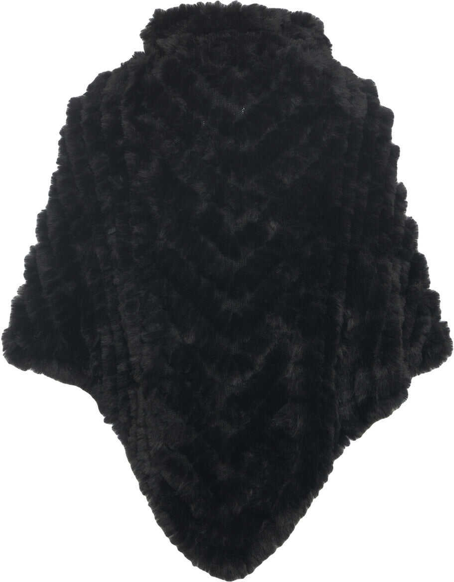 Poncho Liu Jo Faux fur cape Black Femei (BM 19029250) 3