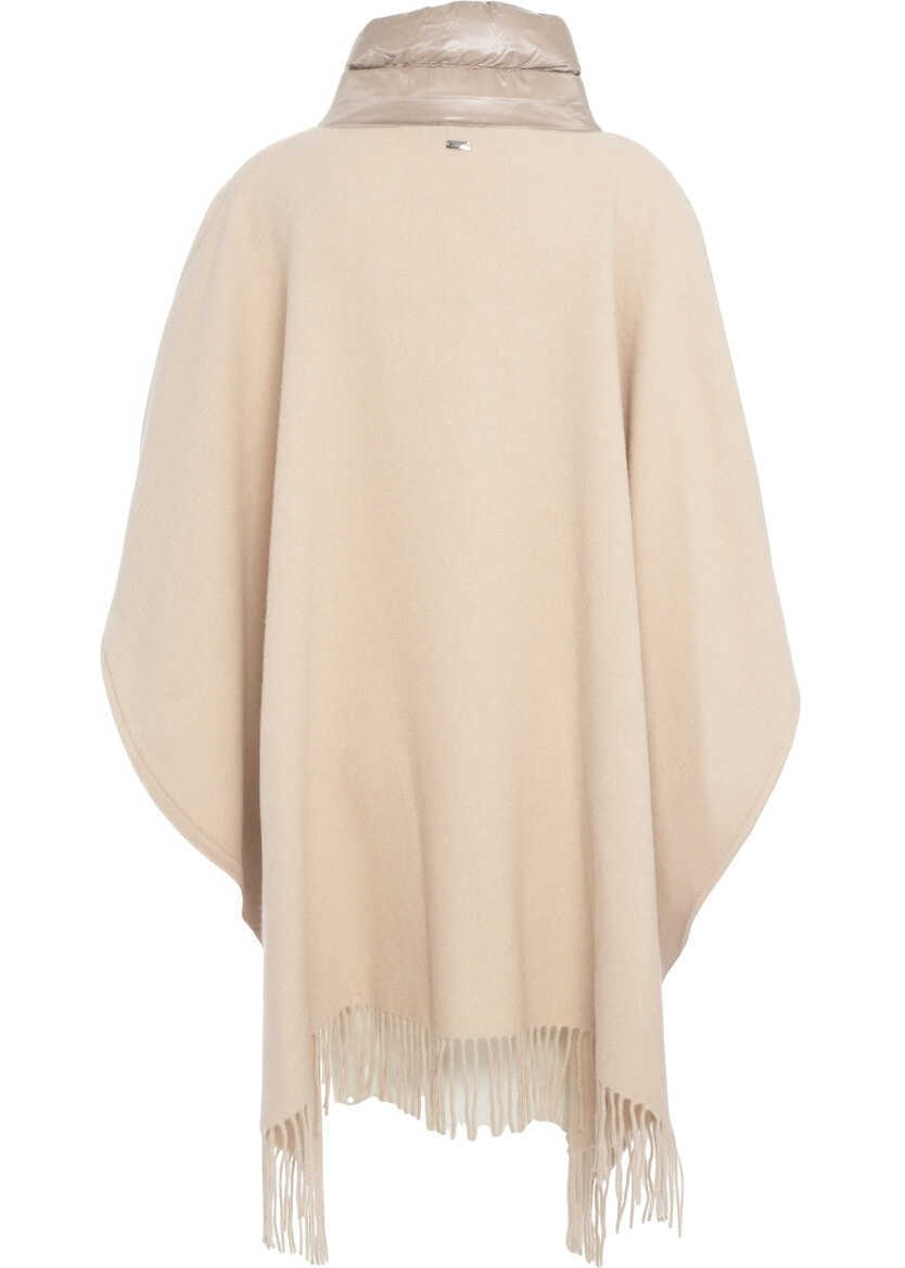 Poncho Herno Cape with nylon details Beige Femei (BM 19029262) 3