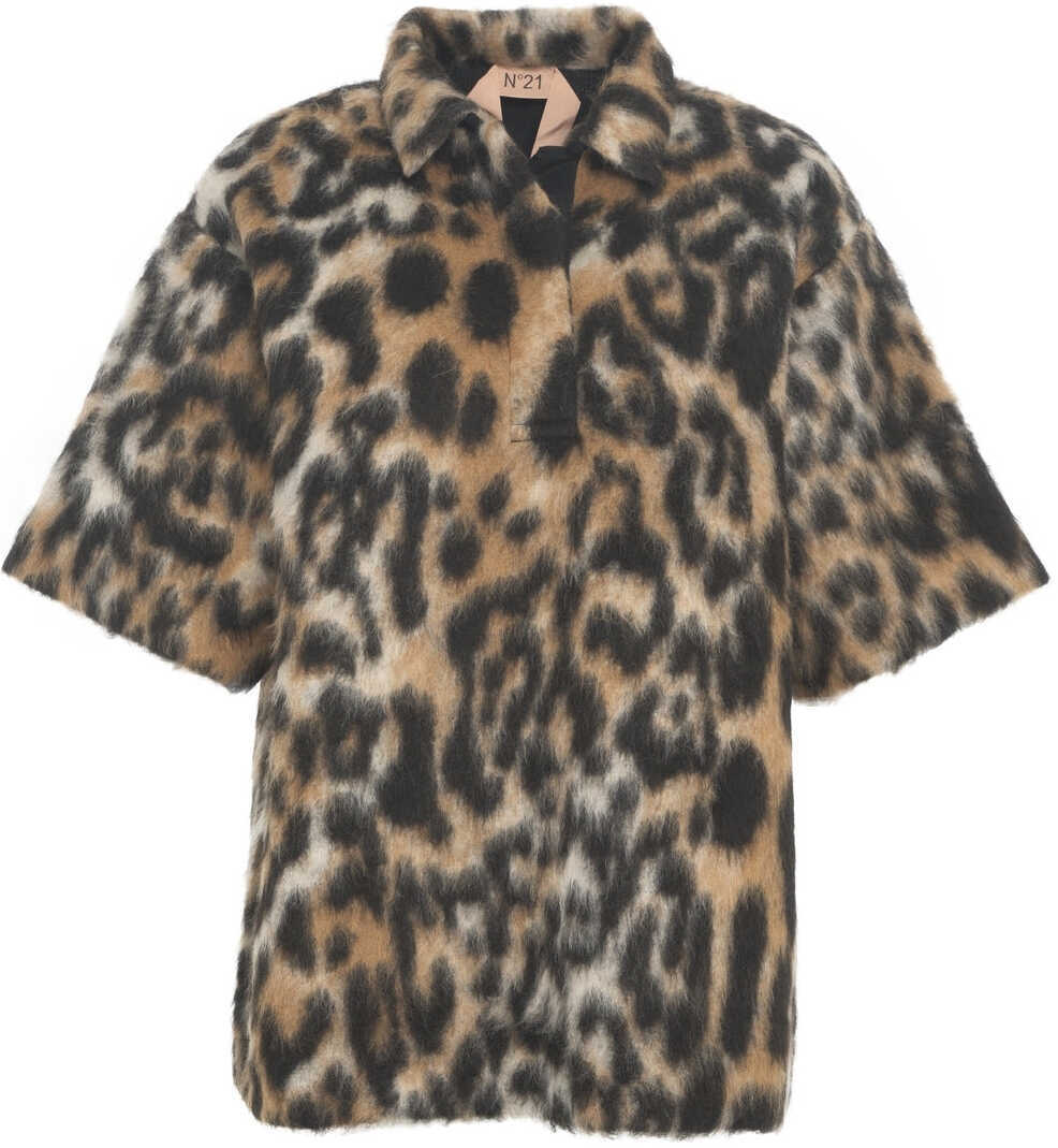 Tricouri Polo N21 Leo-Print Polo Brown Femei (BM 19029304) 2