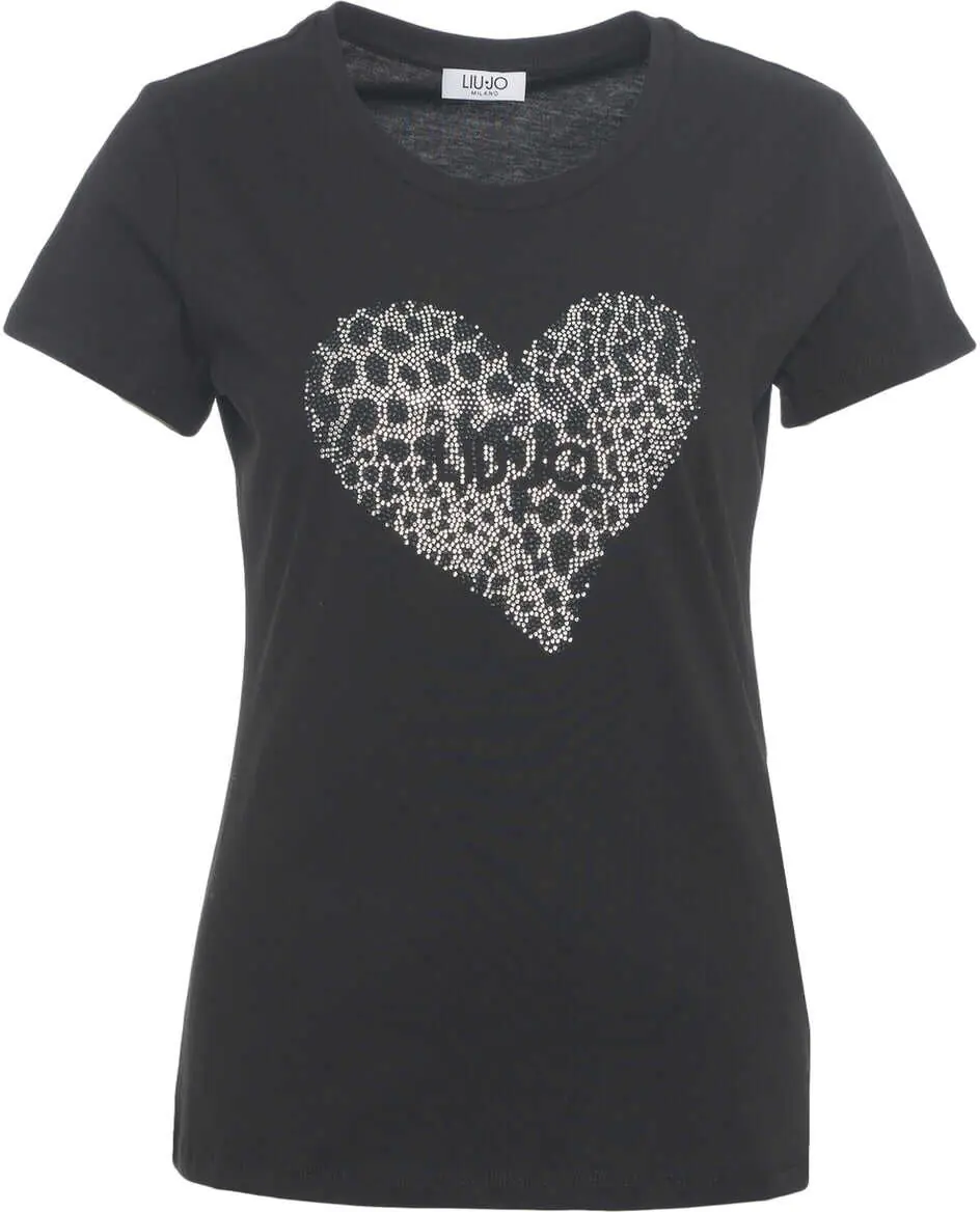 Tricouri Liu Jo T-shirt with rhinestone application Black Femei (BM 19029322) 2