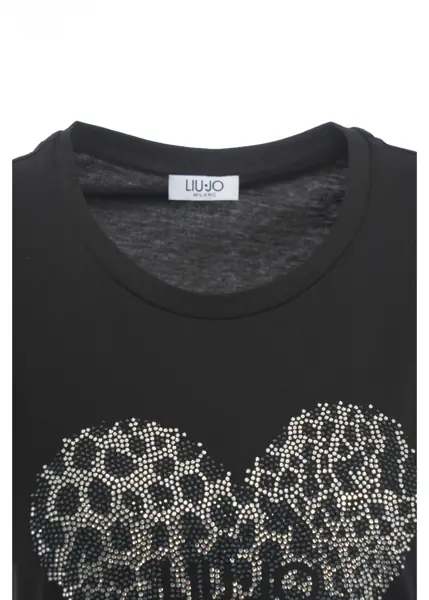 Tricouri Liu Jo T-shirt with rhinestone application Black Femei (BM 19029322) 5