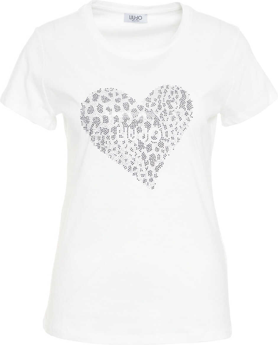Tricouri Liu Jo T-shirt with rhinestone application White Femei (BM 19029322) 2
