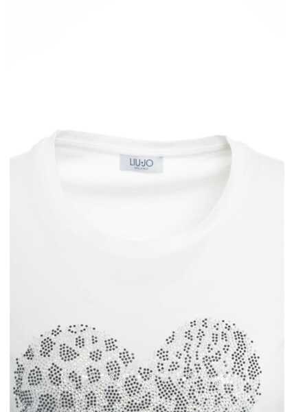 Tricouri Liu Jo T-shirt with rhinestone application White Femei (BM 19029322) 4