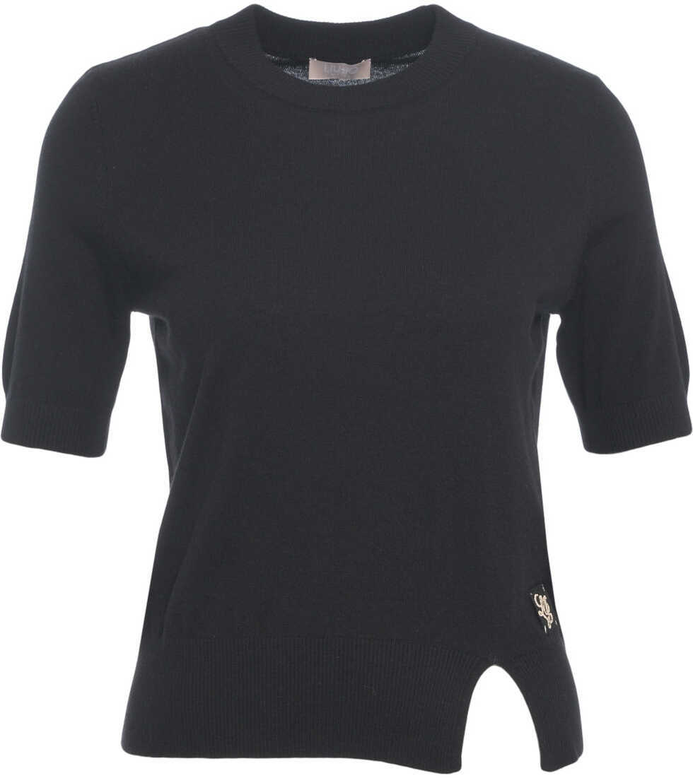 Tricouri Liu Jo White T-shirt with logo detail Black Femei (BM 19029349) 2