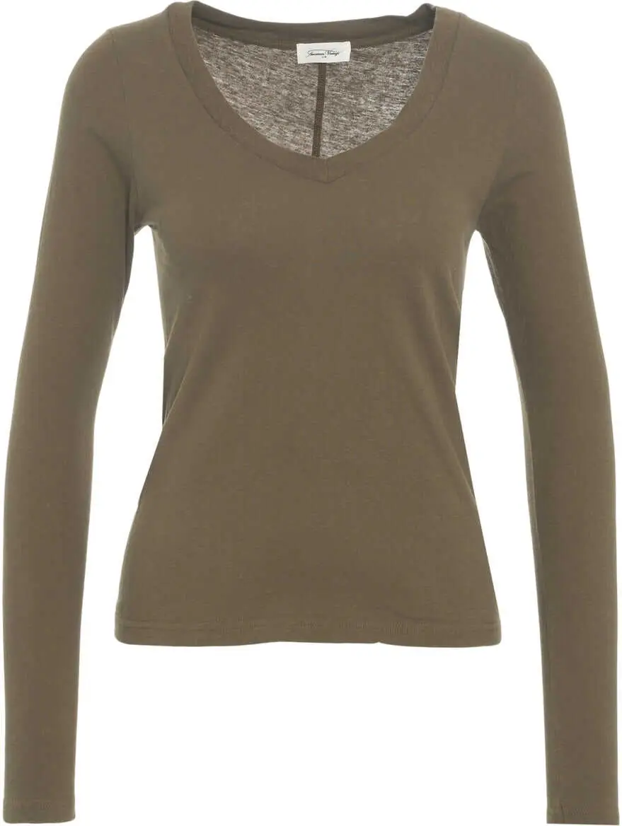 Tricouri American Vintage T-shirt with V-neck Green Femei (BM 19029439) 8