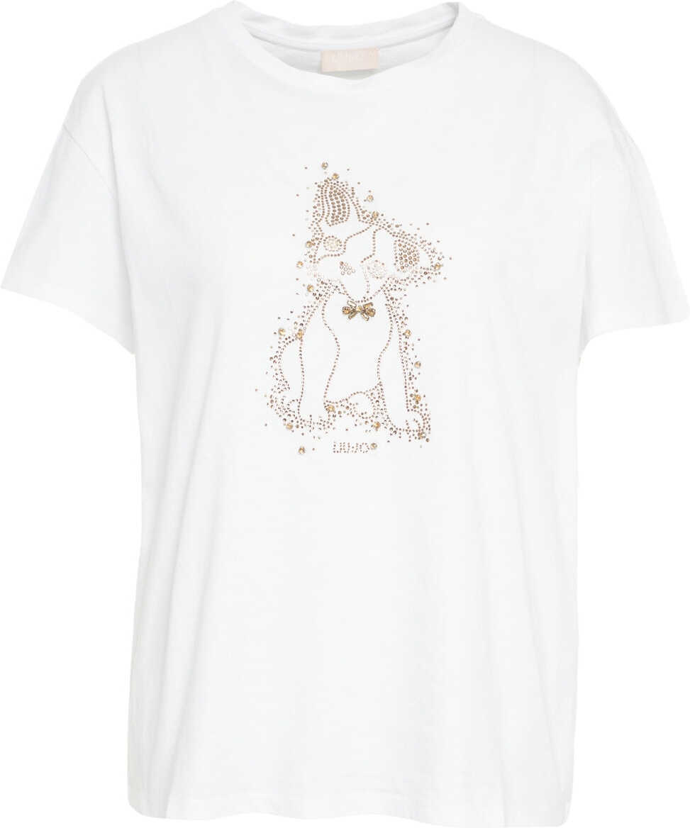 Tricouri Liu Jo T-shirt with rhinestone application White Femei (BM 19029451) 2