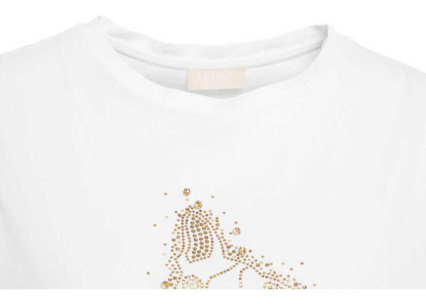 Tricouri Liu Jo T-shirt with rhinestone application White Femei (BM 19029451) 4