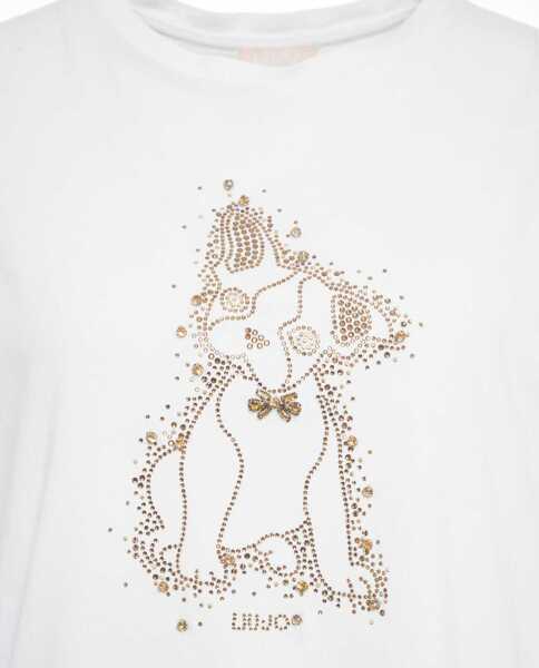 Tricouri Liu Jo T-shirt with rhinestone application White Femei (BM 19029451) 5
