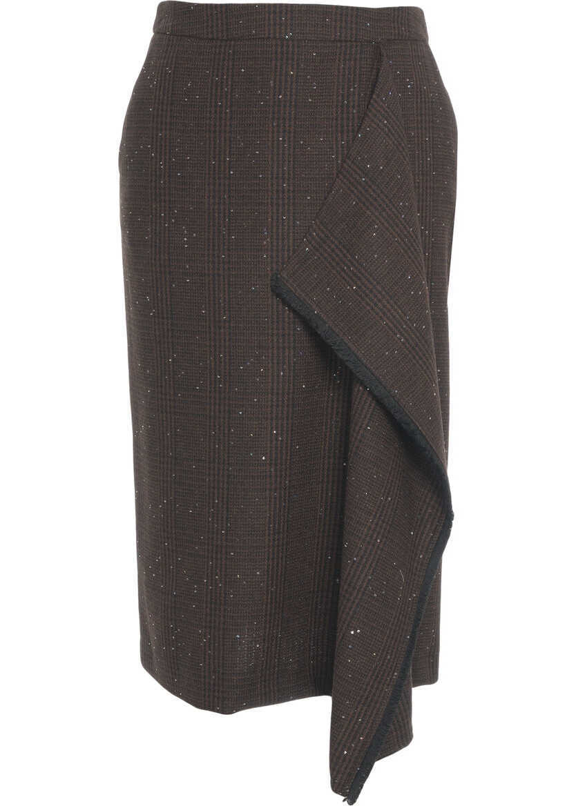 Fuste lungi Kaos Skirt with asymmetrical hem Brown Femei (BM 19029454) 2