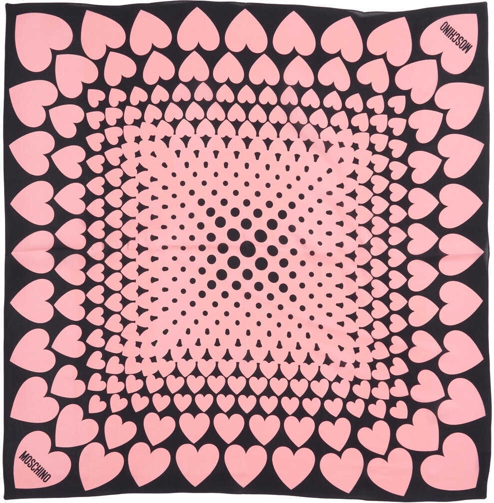 Esarfe Moschino Silk foulard with heart print and logo print Black Femei (BM 19029484) 3